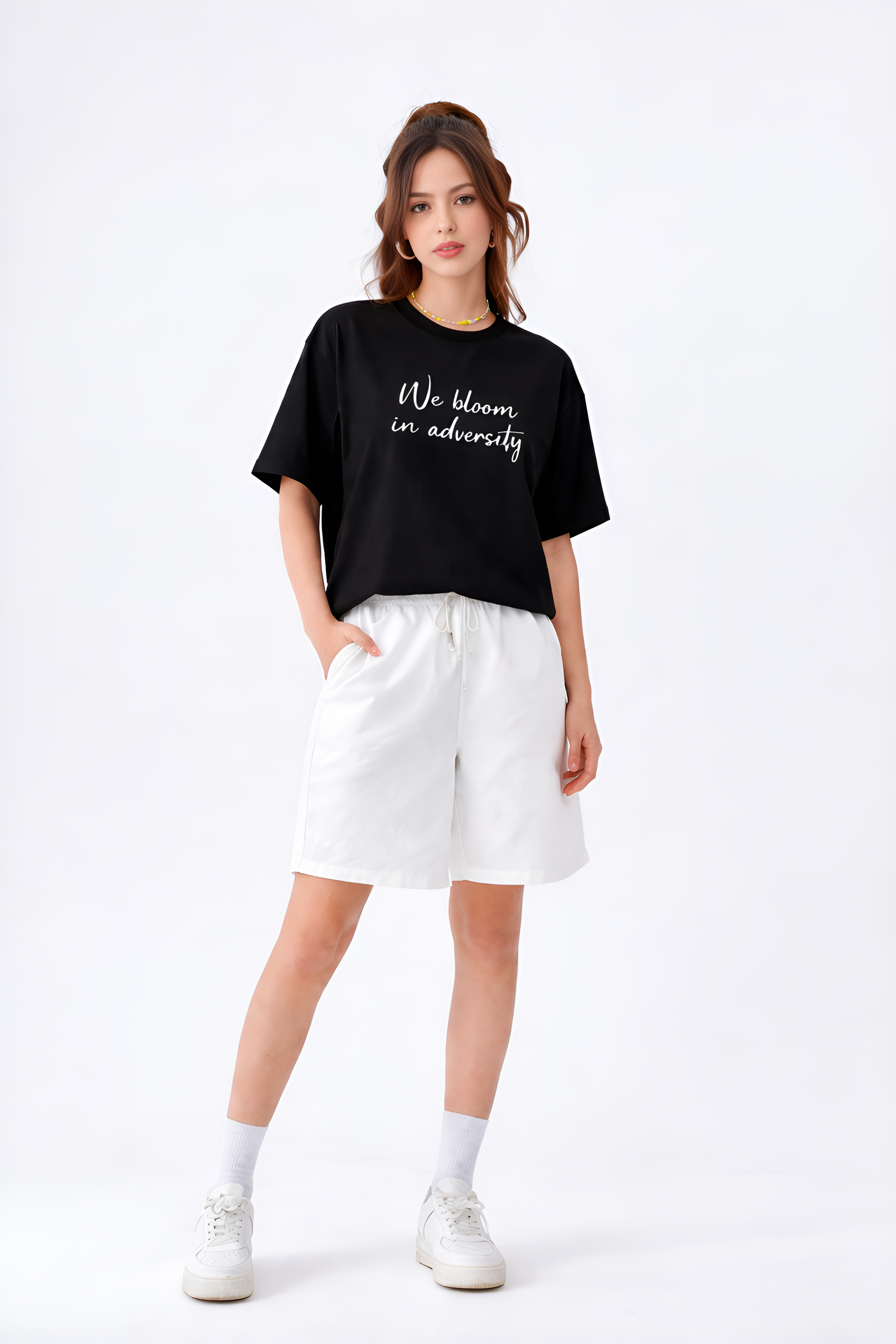 Black printed Oversized unisex tee.
