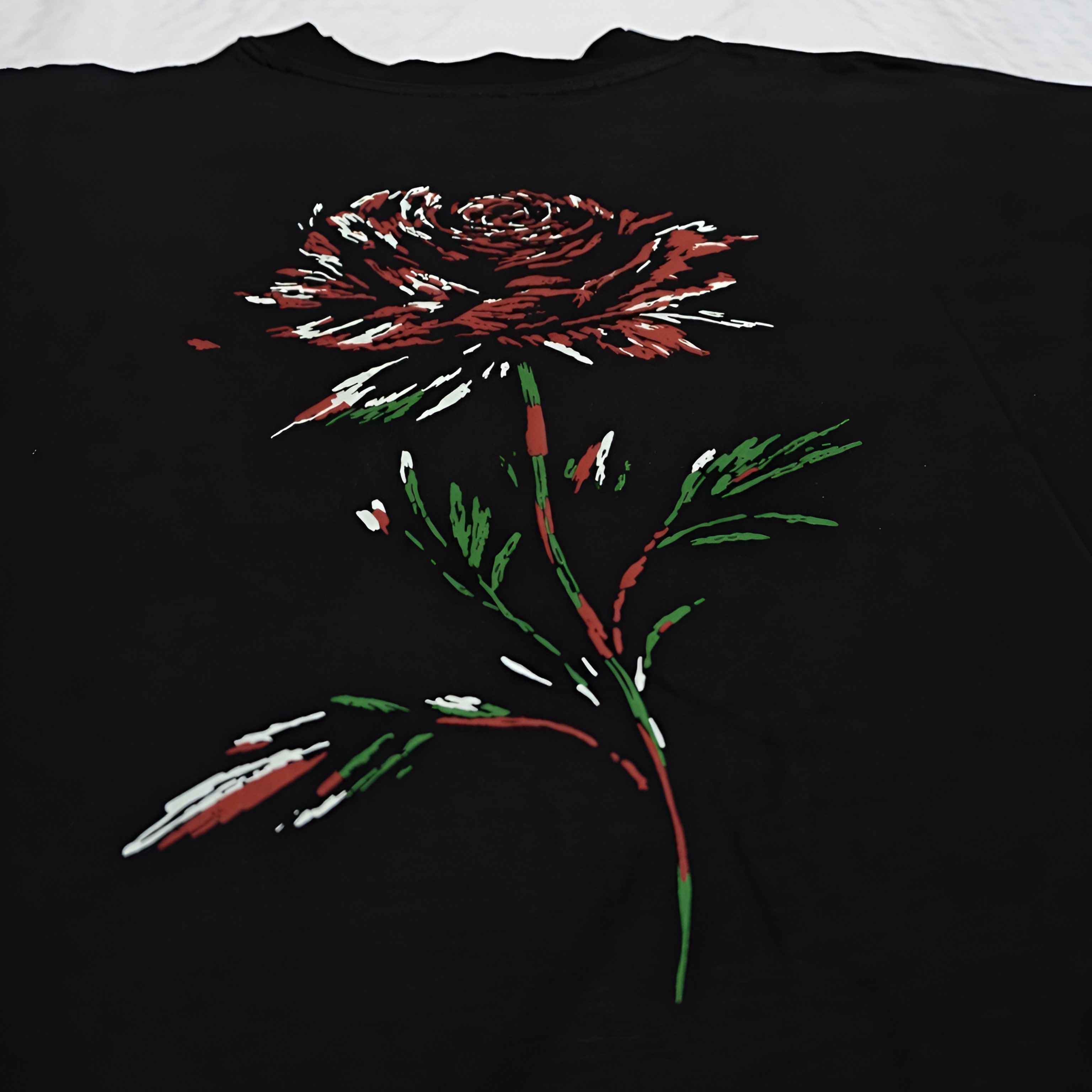 Black printed Oversized unisex tee.
