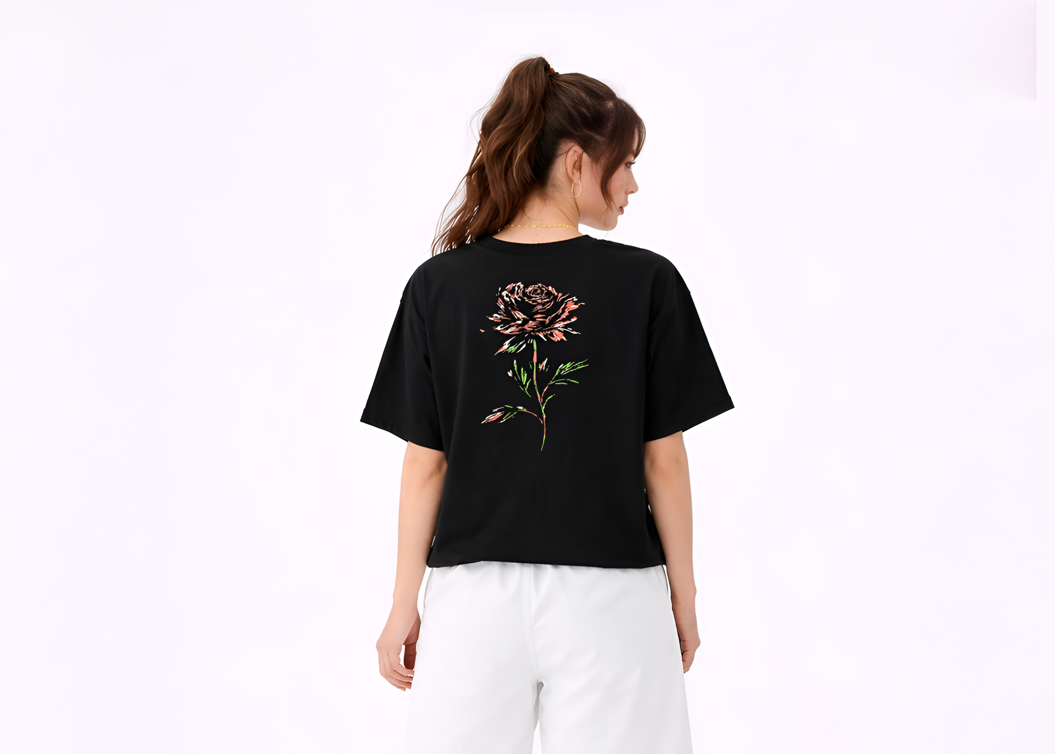 Black printed Oversized unisex tee.