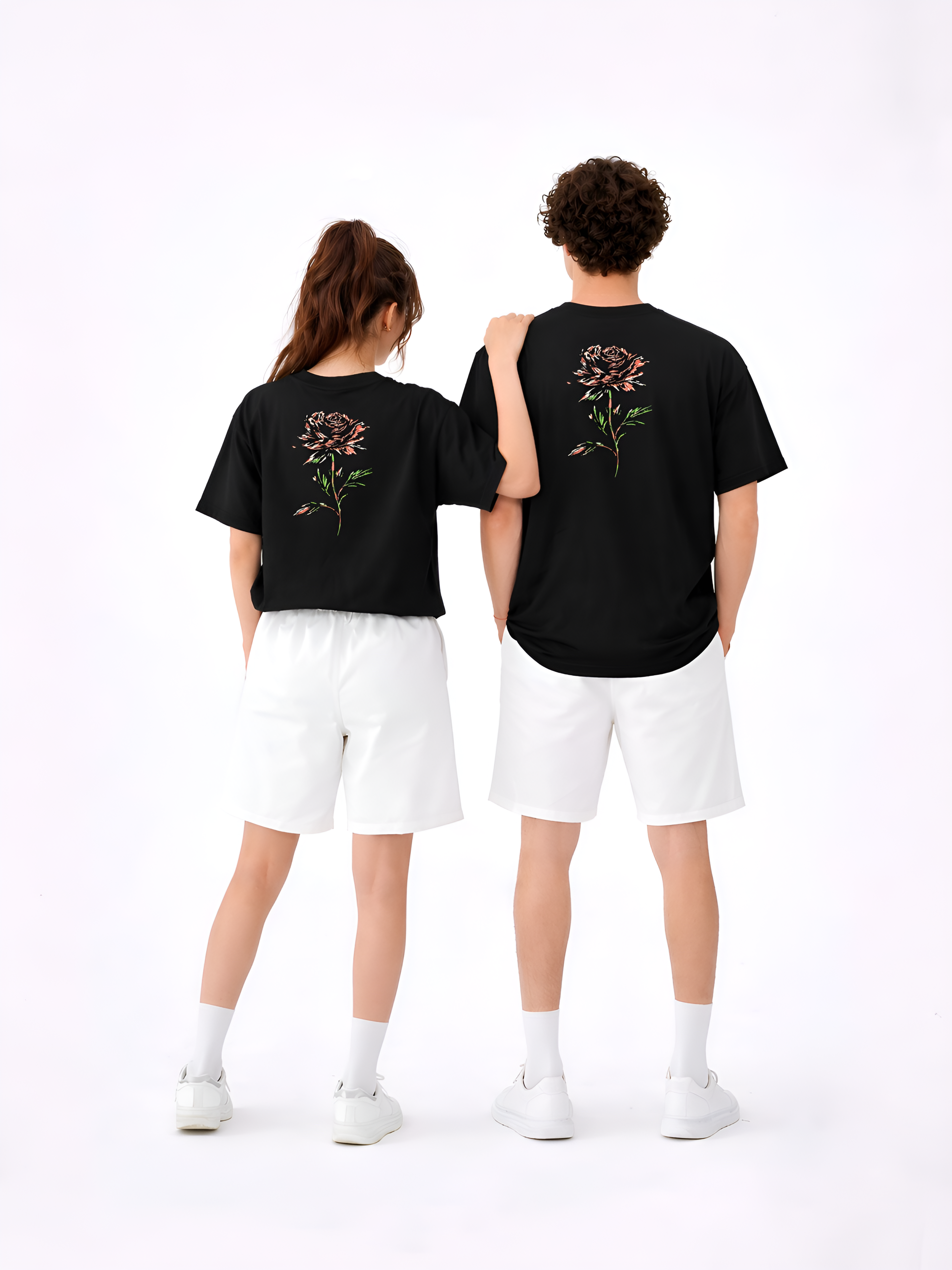 Black printed Oversized unisex tee.