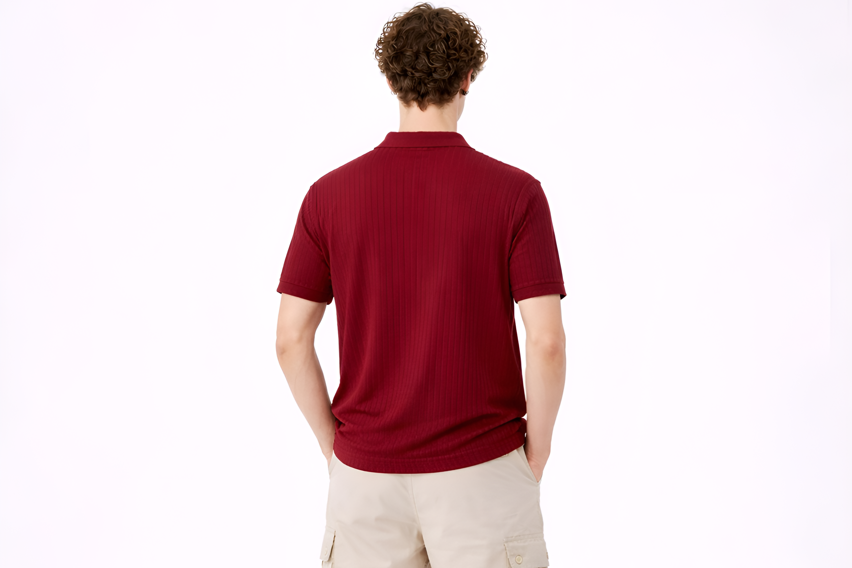 Royal maroon premium Rib Knit Polo T-Shirt.