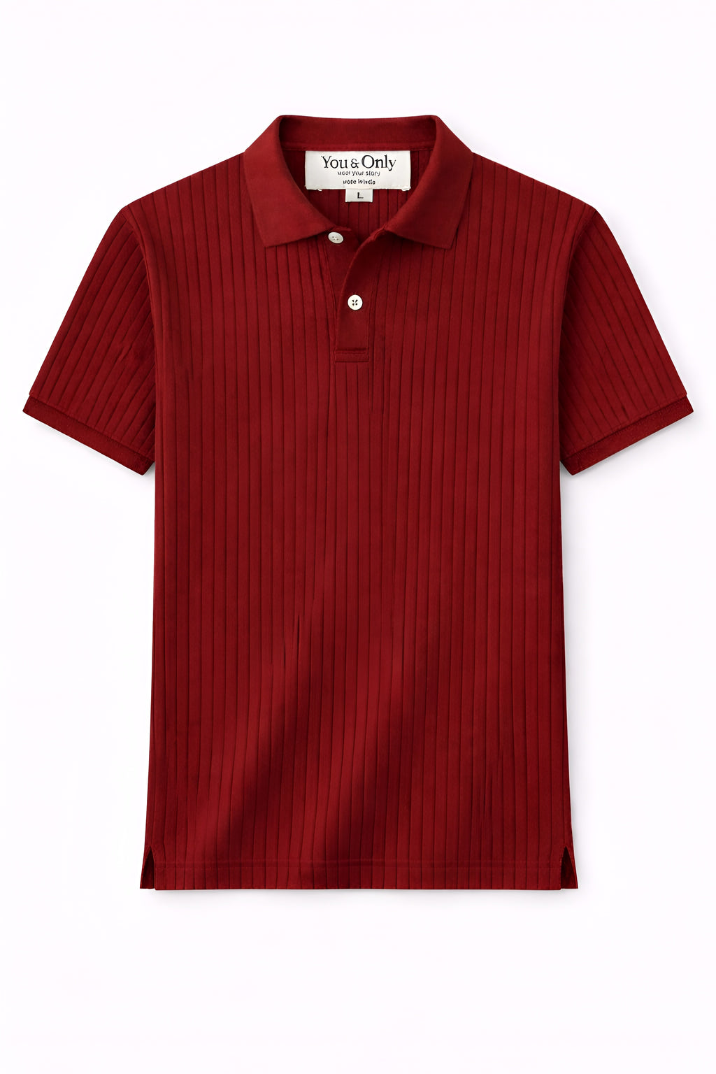 Royal maroon premium Rib Knit Polo T-Shirt.
