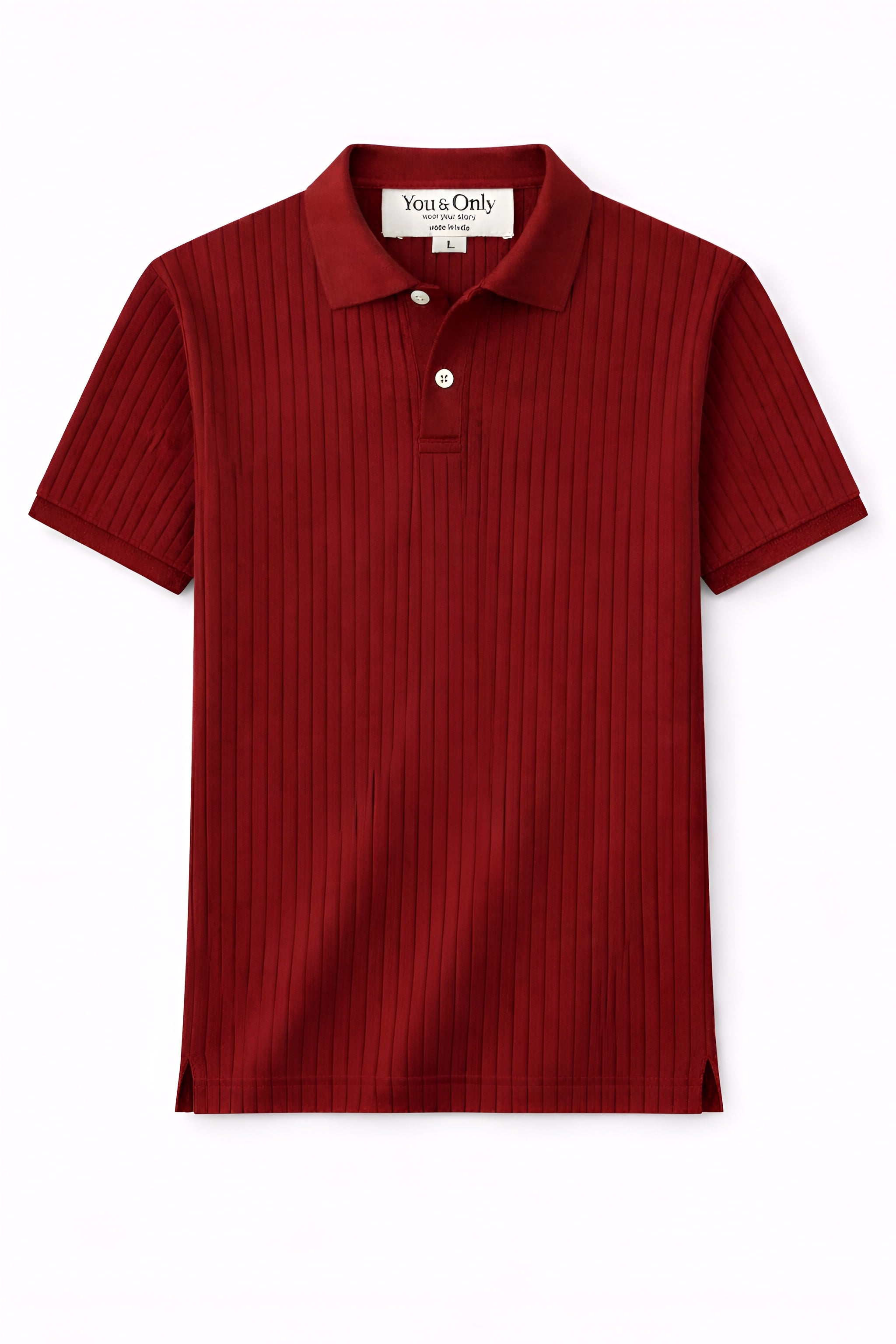 Royal maroon premium Rib Knit Polo T-Shirt.