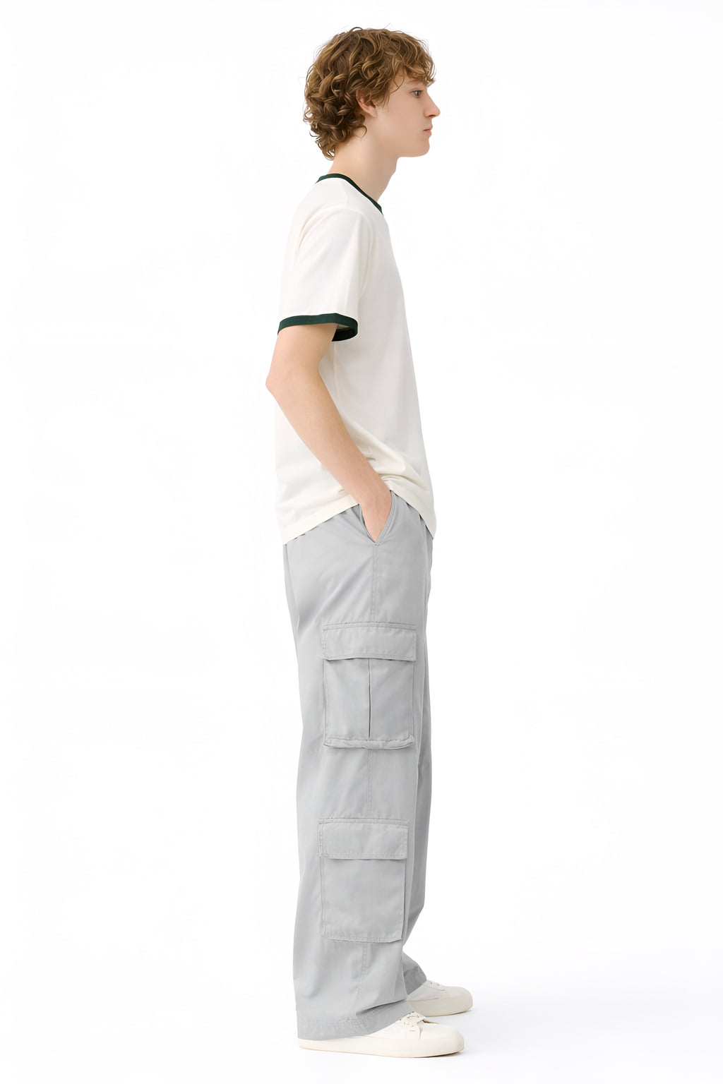 Off white cotton ringer tee