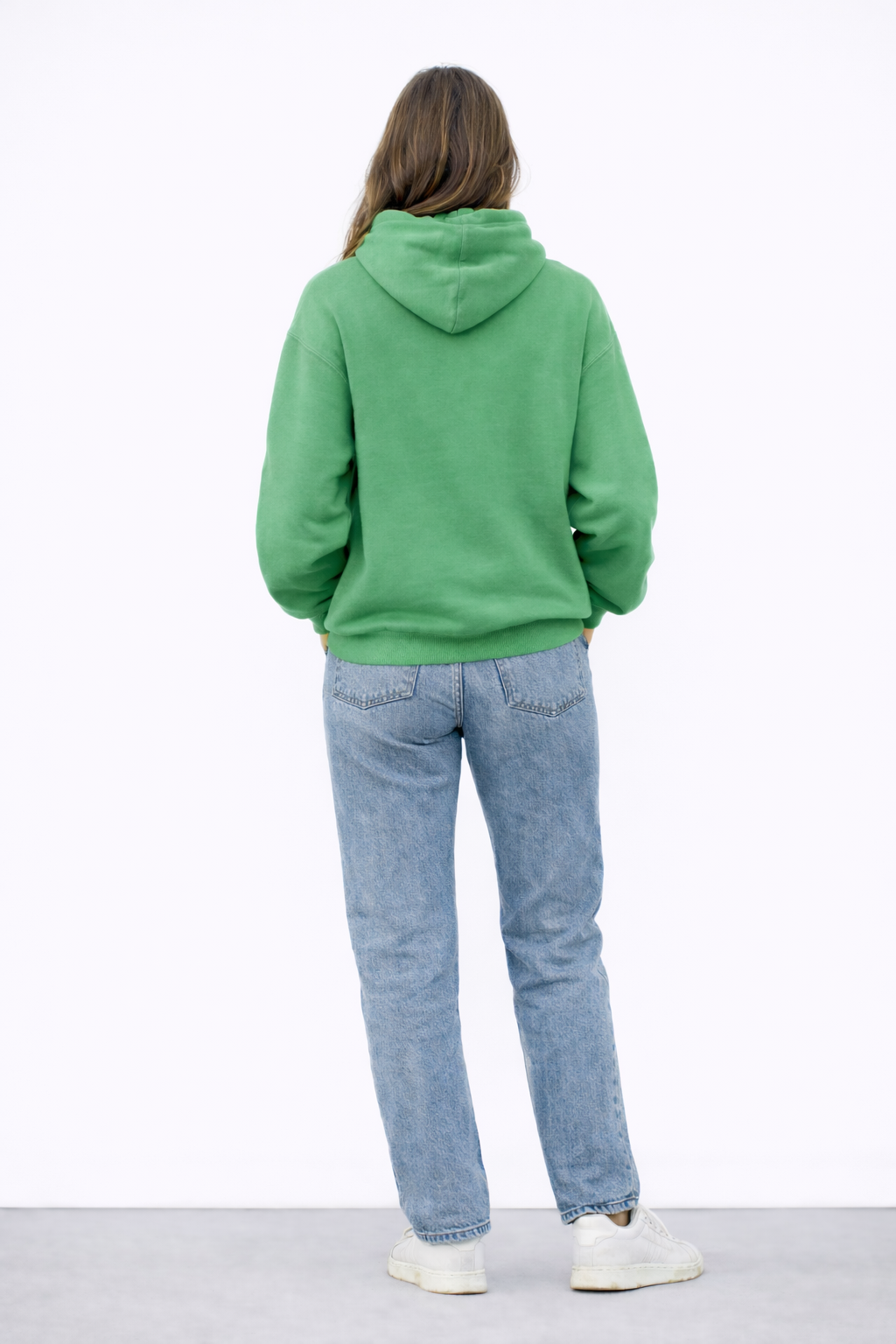 GREEN EMBROIDERED OVERSIZED PULLOVER HOODIE