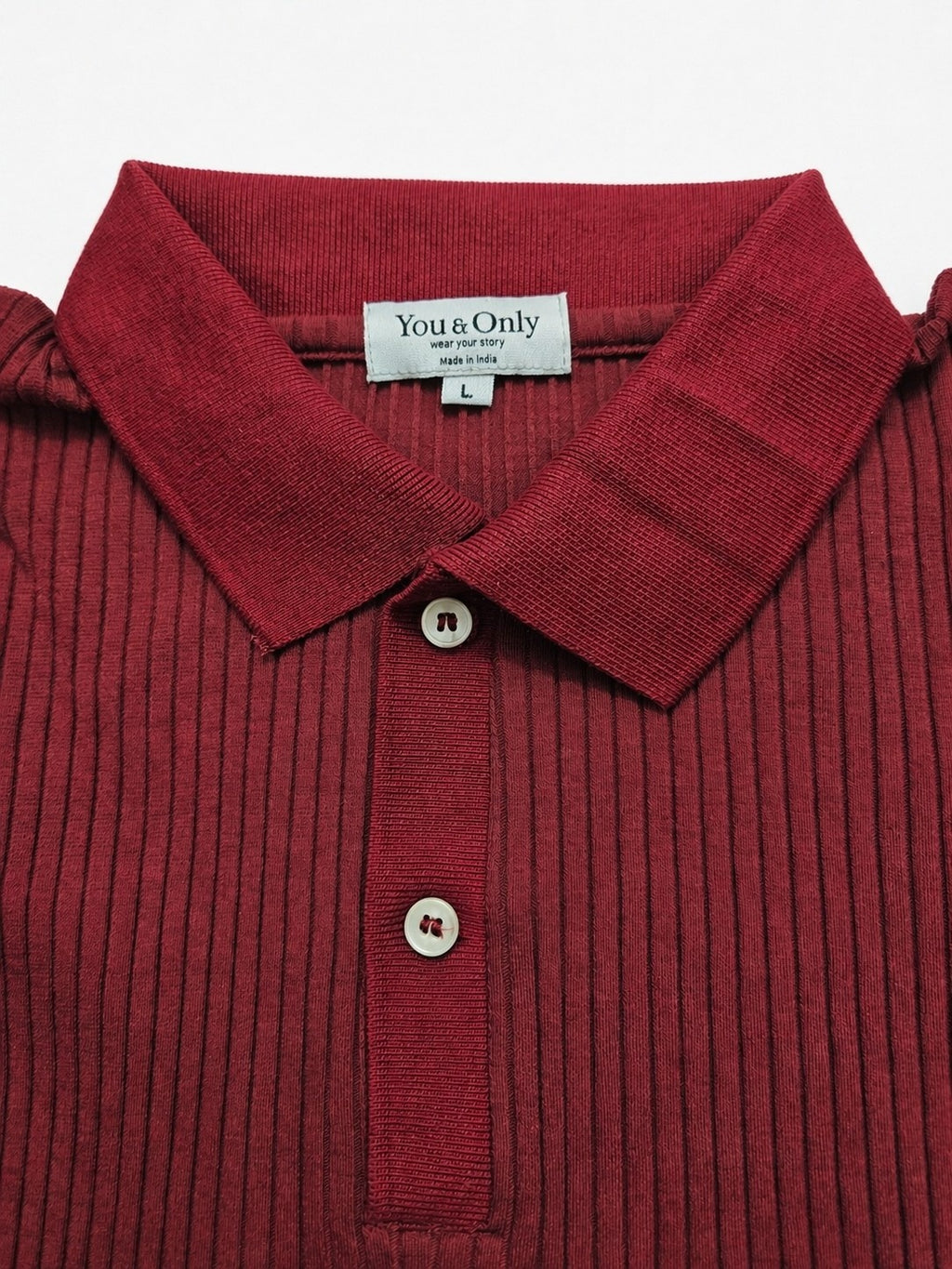 Royal maroon premium Rib Knit Polo T-Shirt.