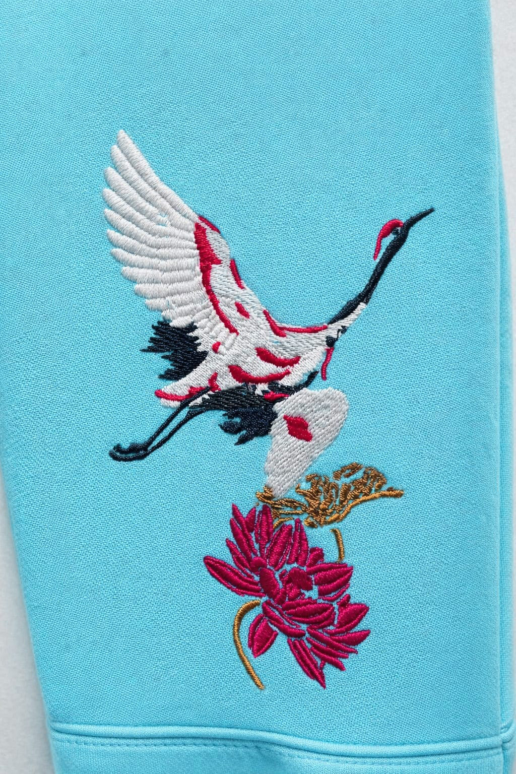 TURQUOISE BLUE EMBROIDERED OVERSIZED HOODIE
