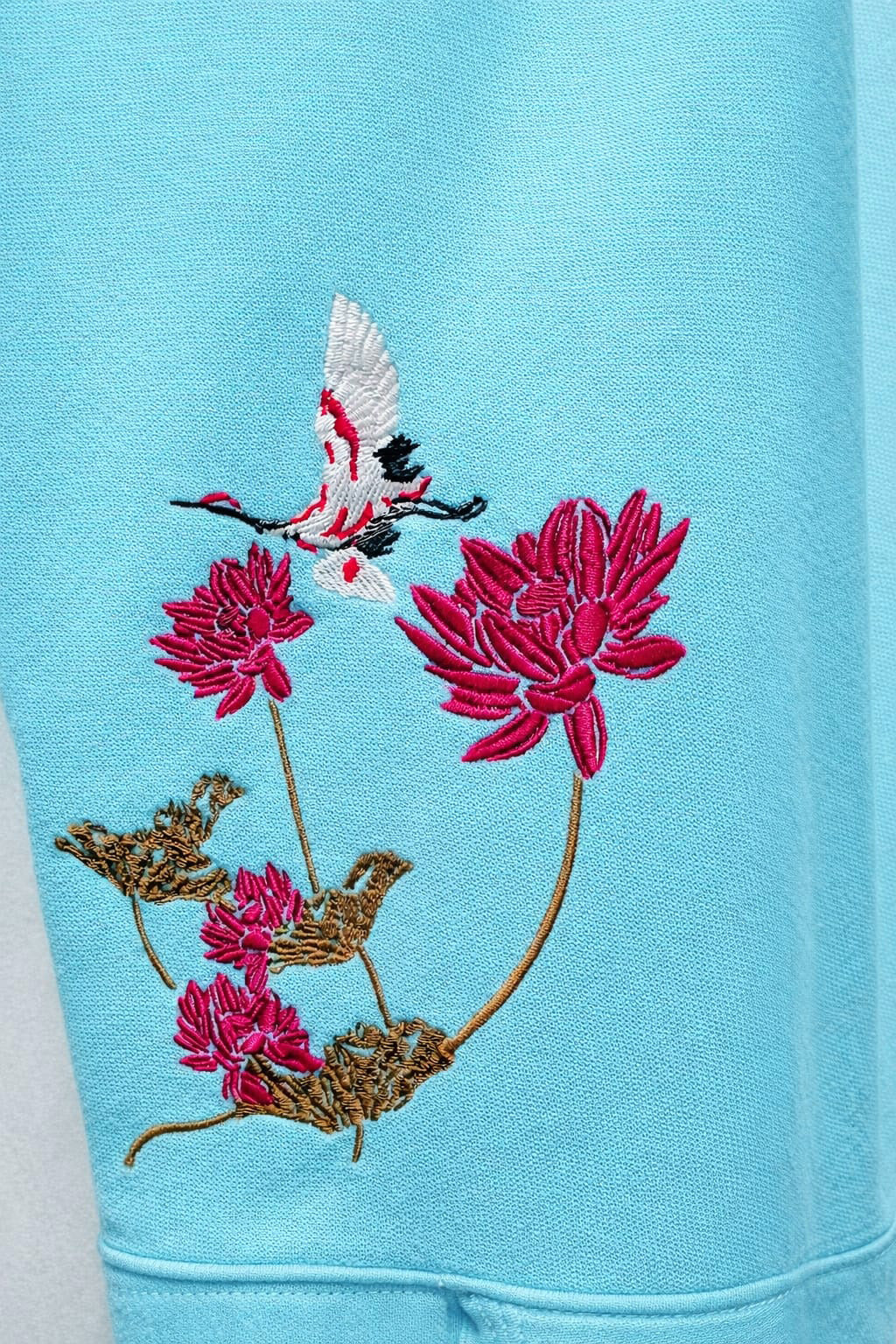 TURQUOISE BLUE EMBROIDERED OVERSIZED HOODIE